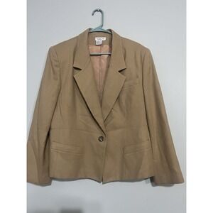 Talbots Blazer 100% Wool Womens L Brown 2 Button Jacket Lined Careerwear